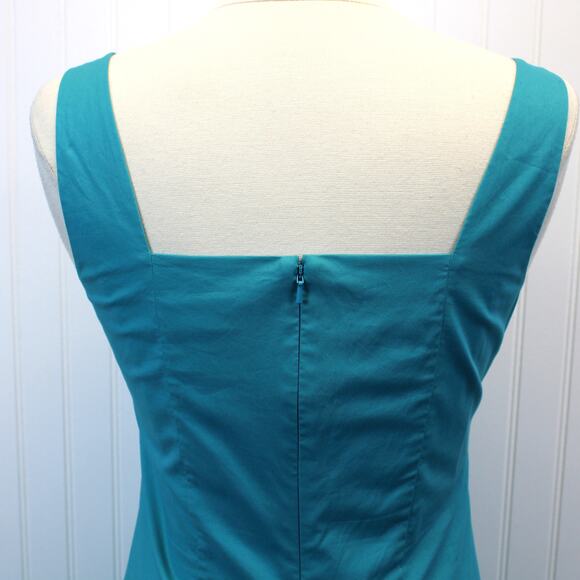 J. Peterman Womens 6 Sheath Dress Turquoise Blue Tie Shoulders Sweetheart‎ Neck - Picture 4 of 10